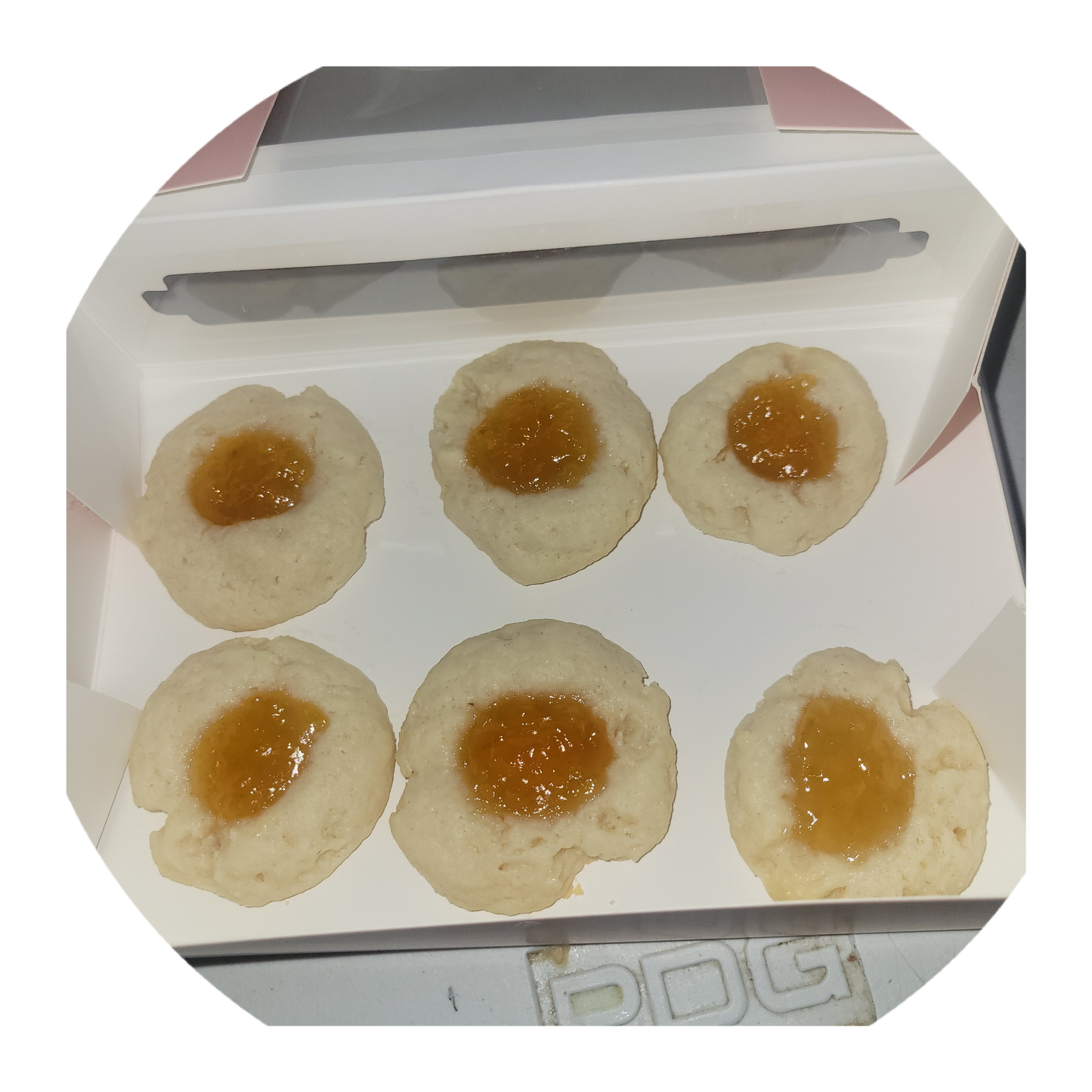 12 peaches and cream thumb print cookies