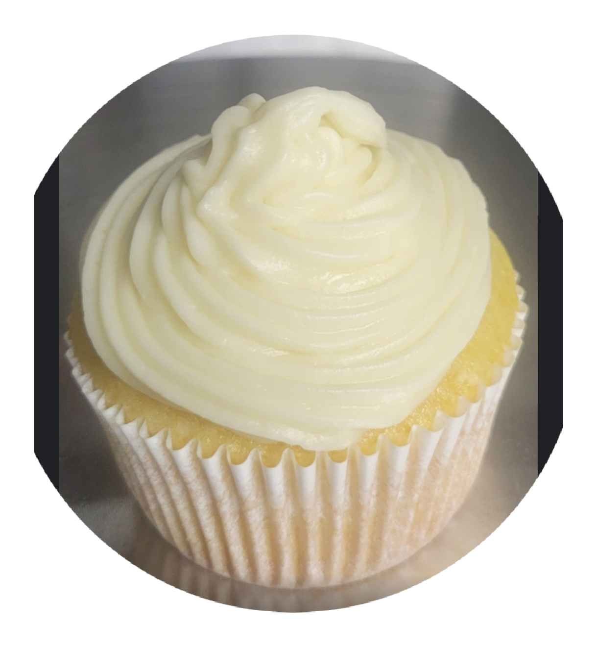 vanilla cupcakes with vanilla filling inside.we offer 6 and 12