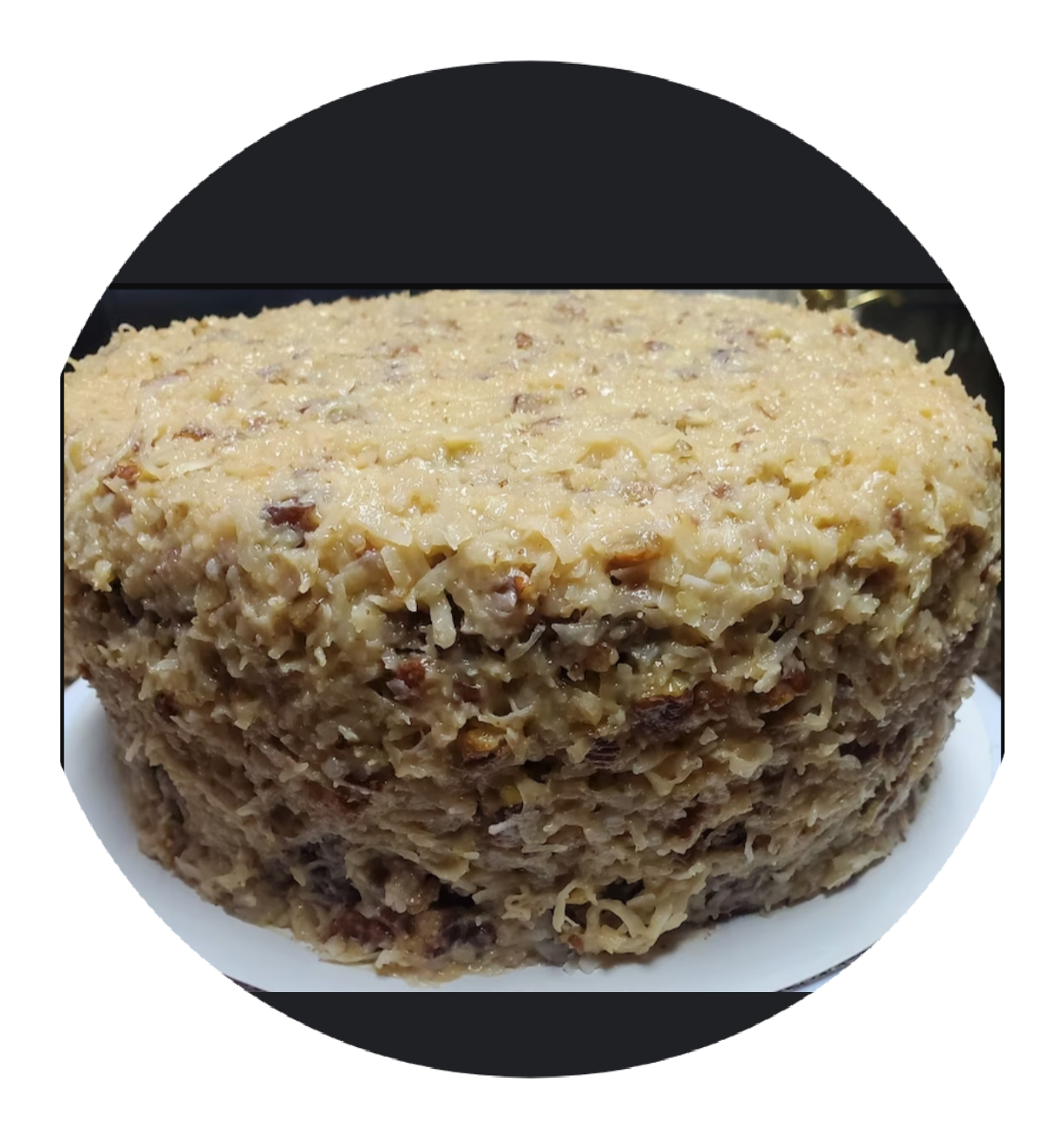 1 german chocolate cake double layer traditional version serves 10 people 9 inch round