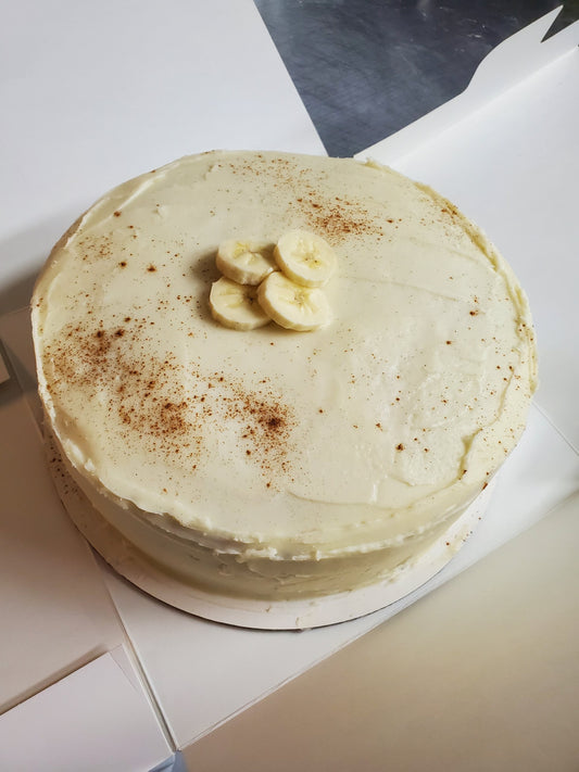 1 banana cake with cream cheese frosting 9 inch round serves 10 people
