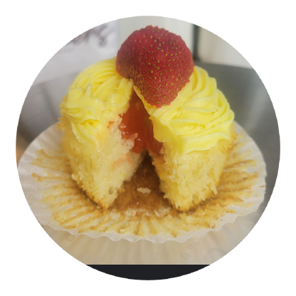 Strawberry filled lemon cupcakes we offer  6 and 12