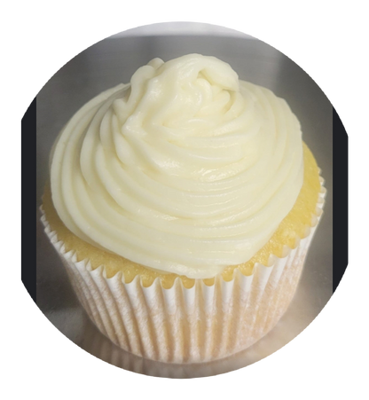 vanilla cupcakes with vanilla filling inside.we offer  6 and 12