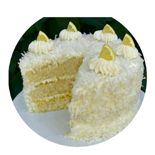 1 lemon coconut cake double layer servers 10 people 9 inch round
